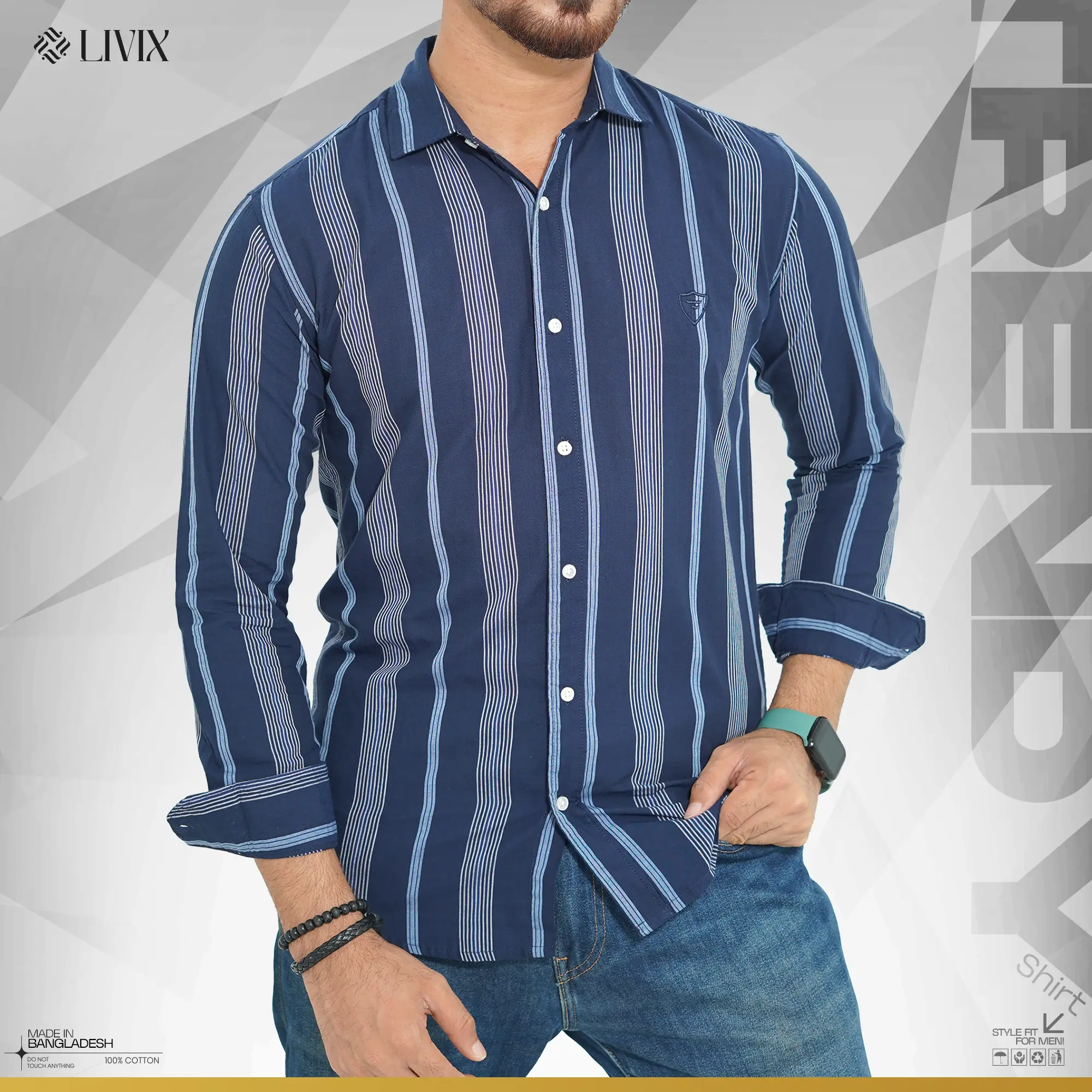 Men Classic Striped Shirt L01