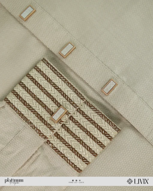 Embroidered Platinum Panjabi – Golden - Image 3