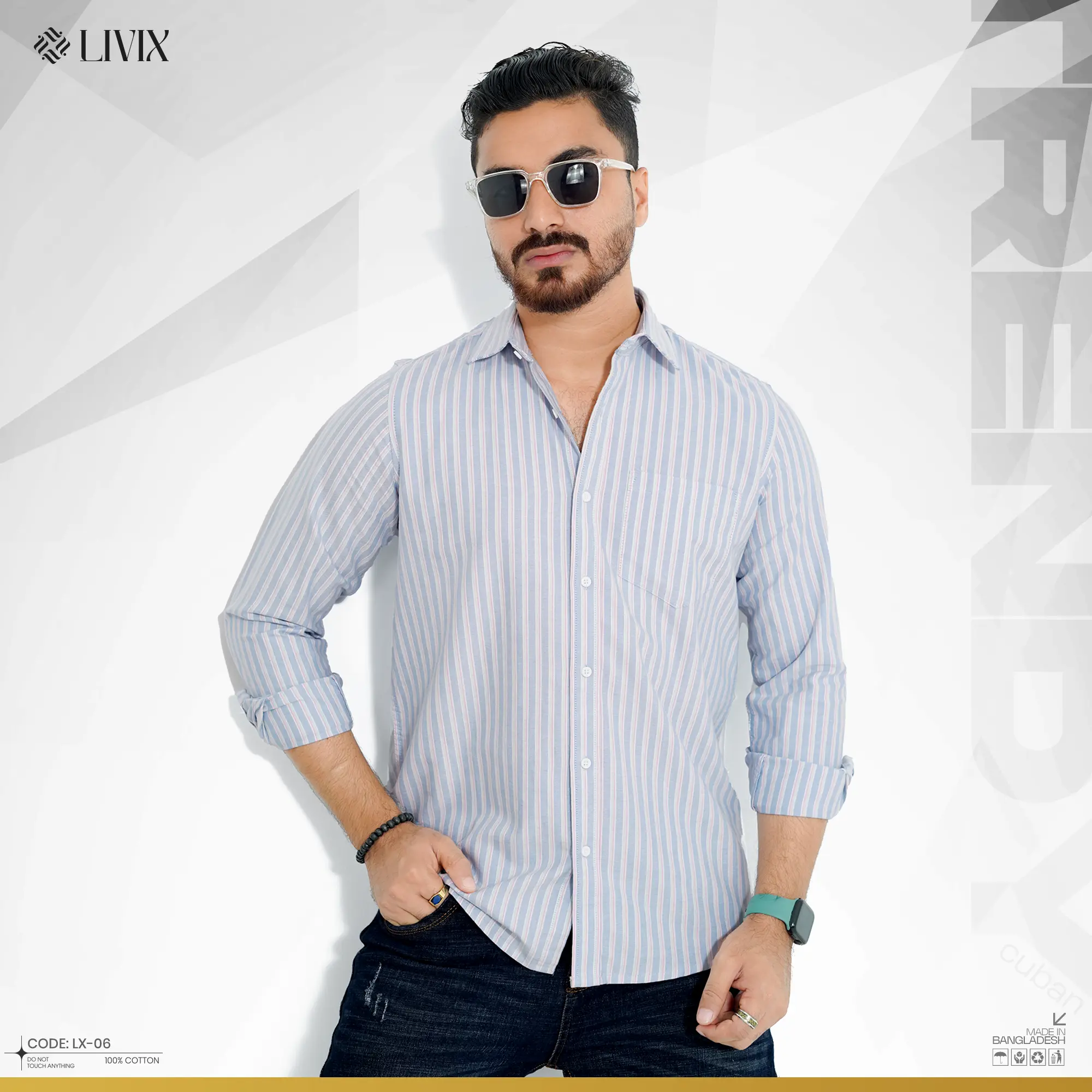 Men Classic Striped Shirt LX 06