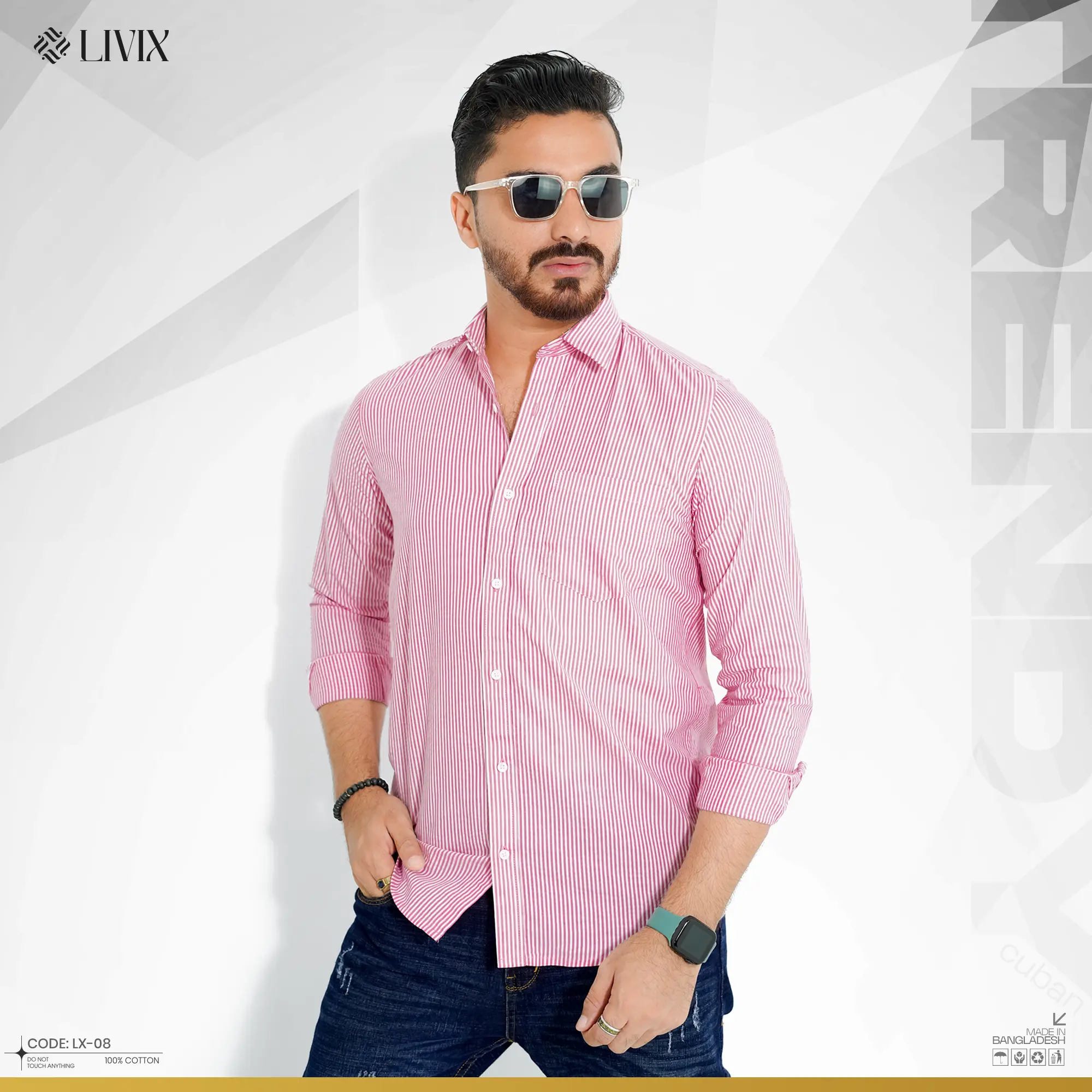 Men Classic Striped Shirt LX 08