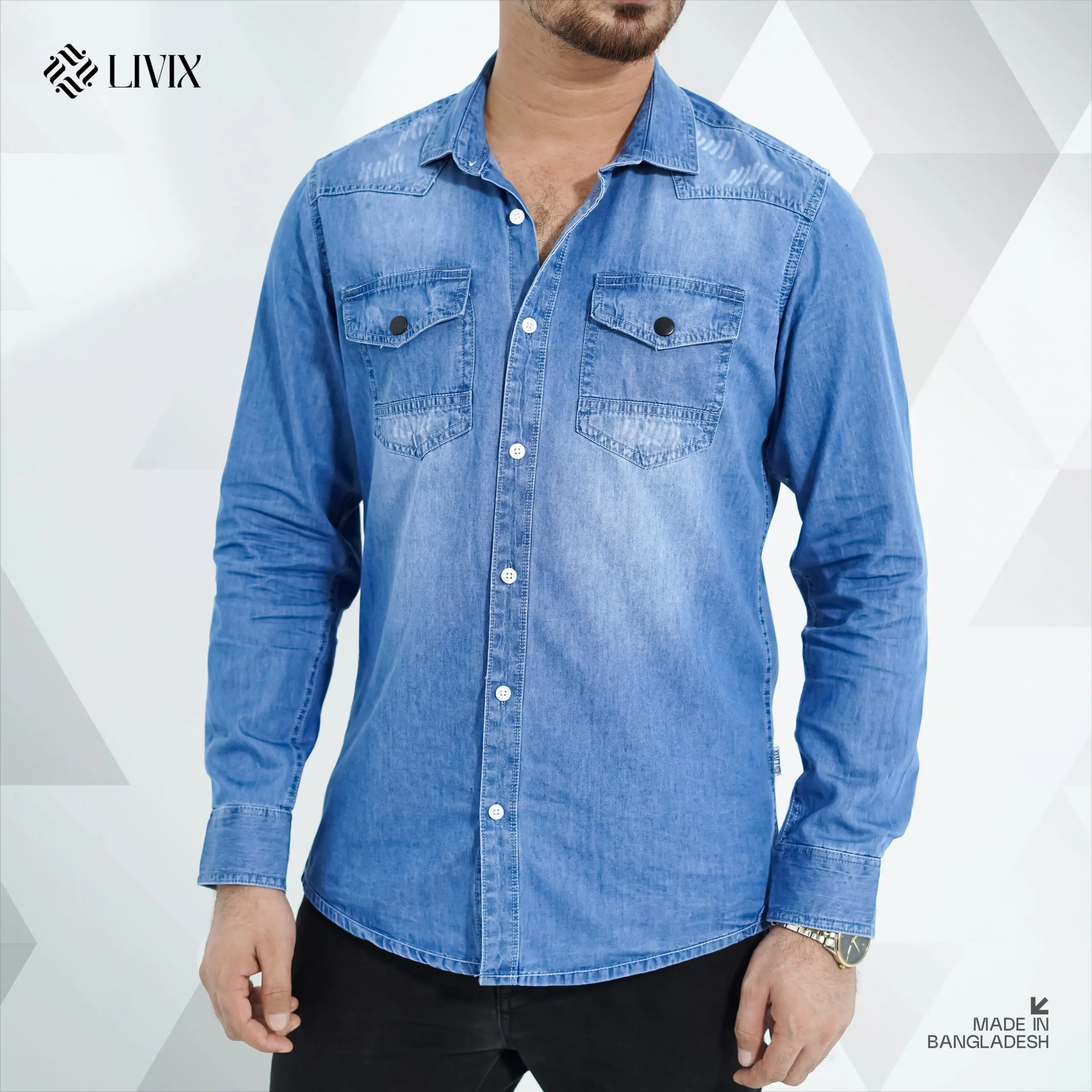 Premium Denim Shirt PDS001 - Image 2