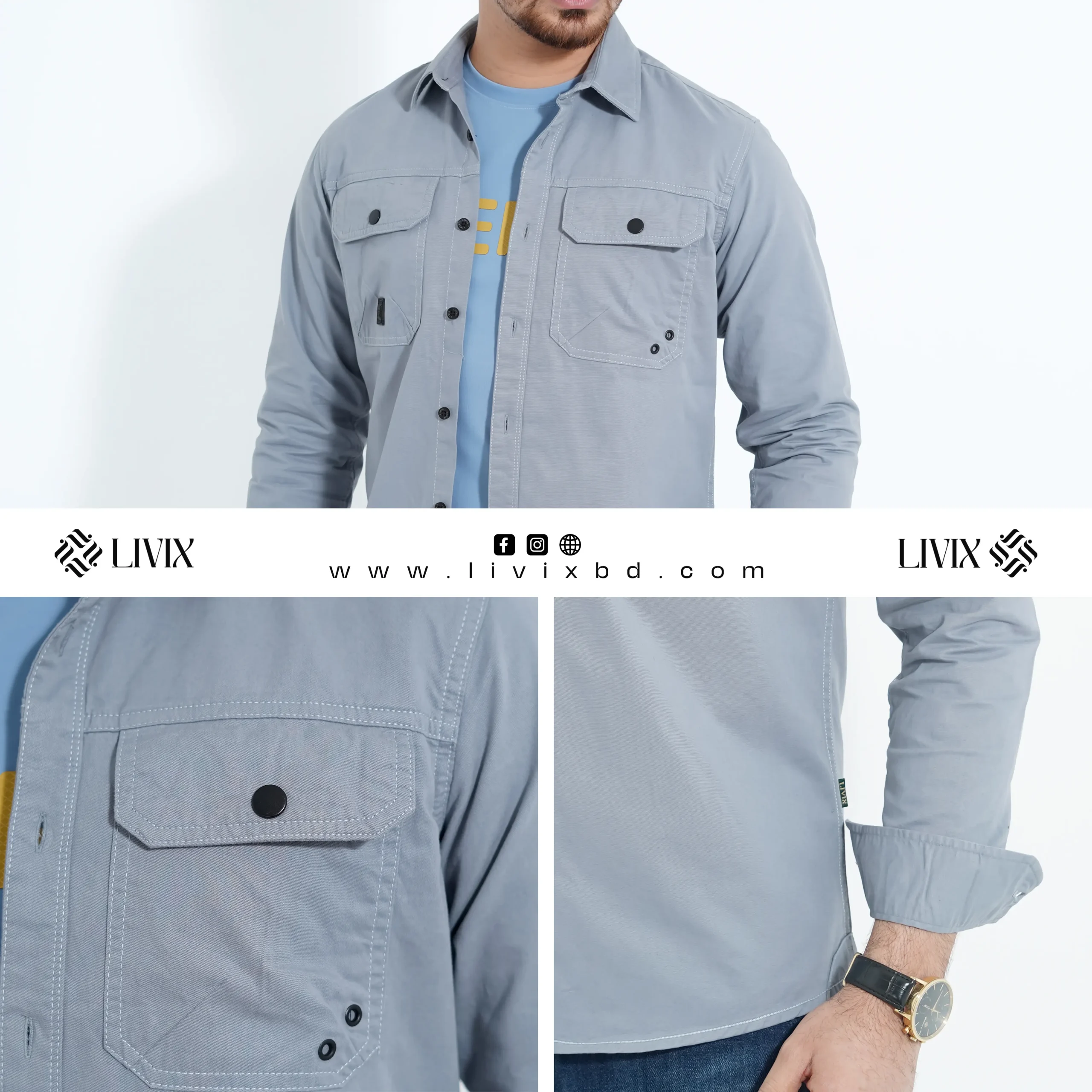 Premium Double Pocket Shirt PDPS004 - Image 2