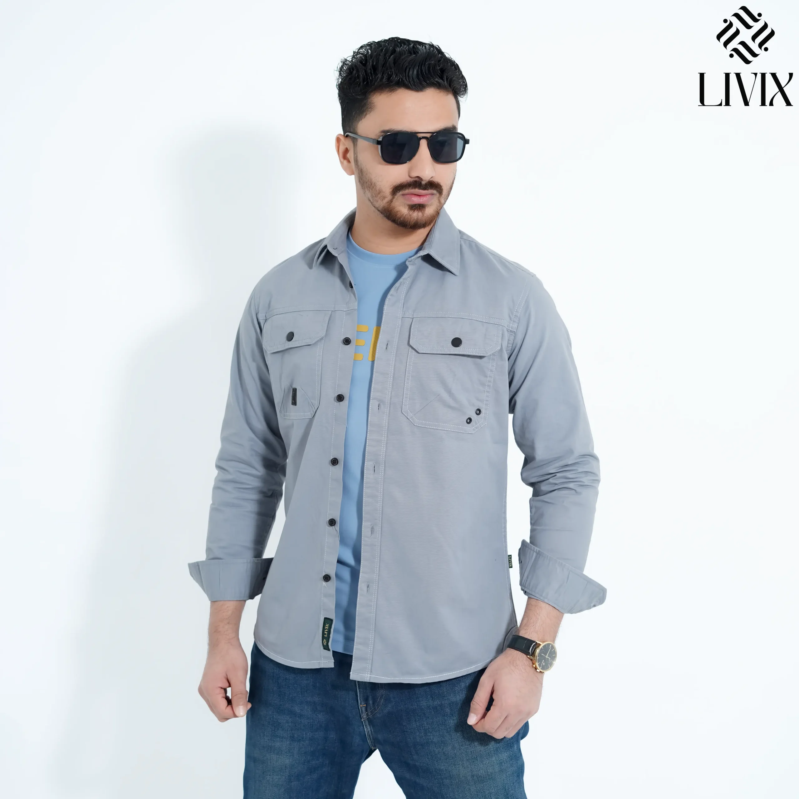 Premium Double Pocket Shirt PDPS004 - Image 3