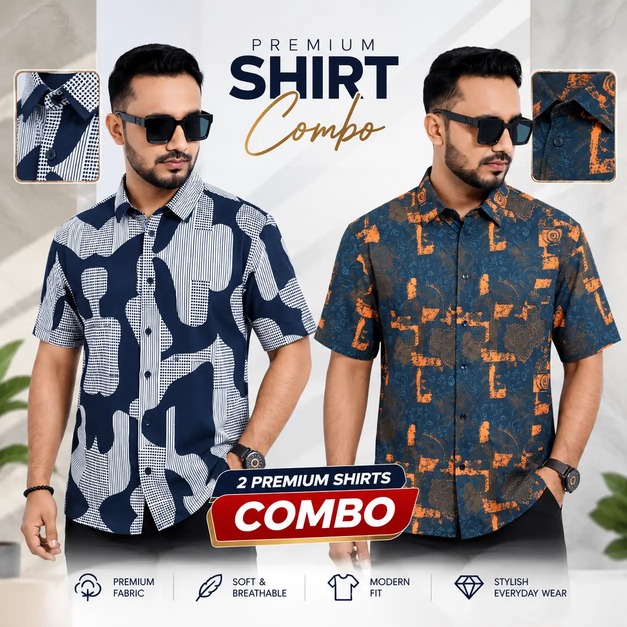 Half Sleeve Drop Shoulder Shirt Combo HSC003